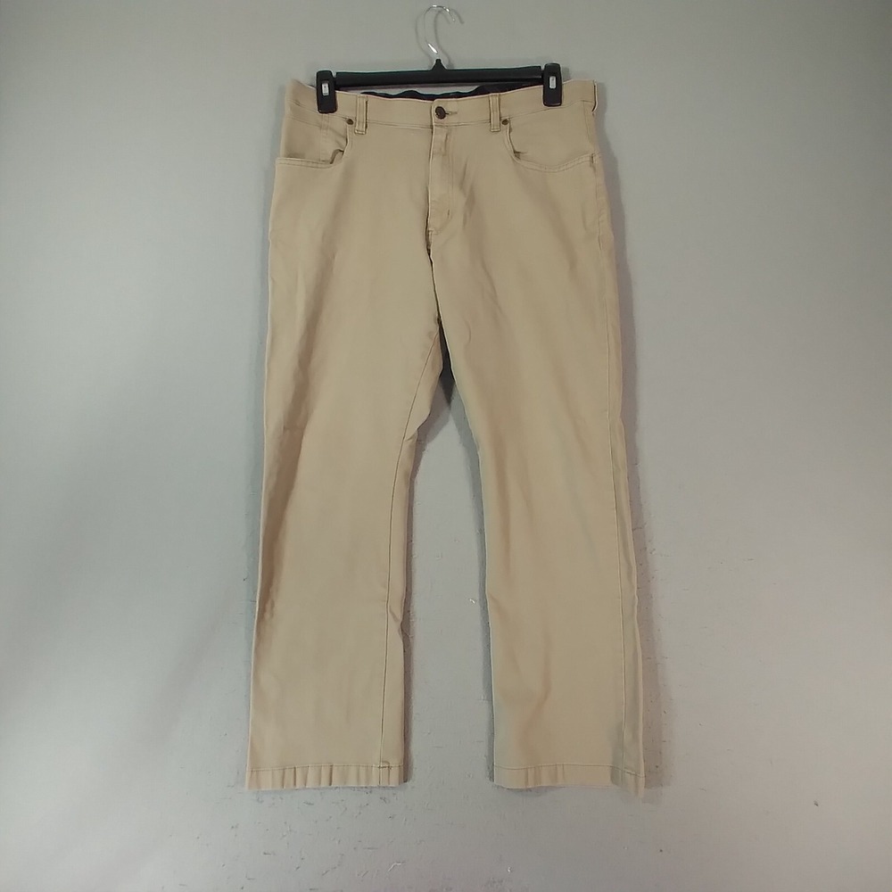 Wrangler Mens Jeans 36x29 Regular Fit Straight Tan Beige Flex Stretch Twill